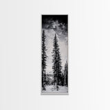 Black White Pine, Winter Forest, Nature Wall Art, Christmas Decor, Modern Minimalist, Monochrome Print, Framed Canvas Print