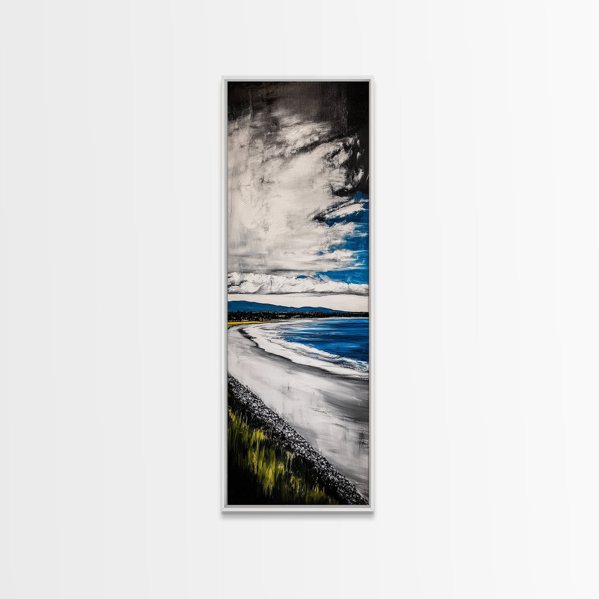 Blue Ocean Wave, Coastal Beach Scene, Nautical Seascape, Modern Abstract Art, Living Room Wall Decor, Canvas Print