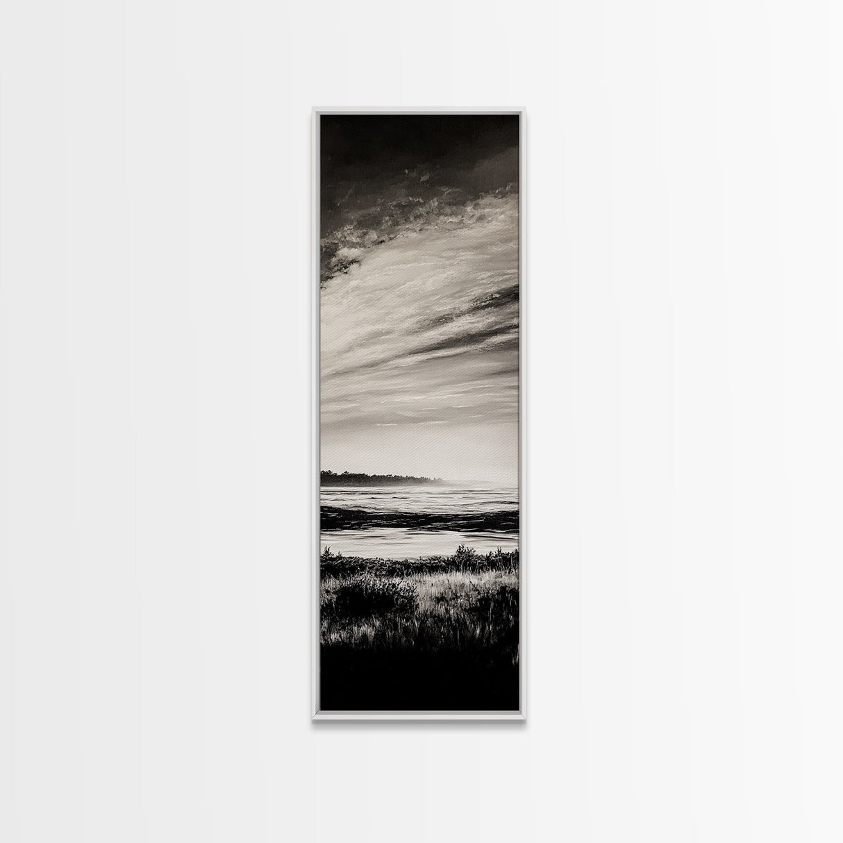 Black White, Seascape Art, Coastal Print, Framed Canvas Print, Monochrome Wall Art, Beach House Decor, Large Art, Living Room Artwork