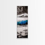 Mountain Reflection, Blue Lake Art, Nature Canvas Print, Black White Wall Art, Landscape Painting, Large Artwork, Minimalist Decor