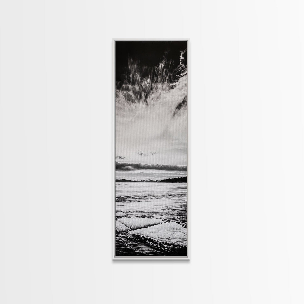 Monochrome Seascape, Minimalist Ocean Art, Black White Canvas Print, Coastal Home Decor, Large Wall Art, Beach Painting, Modern Artwork