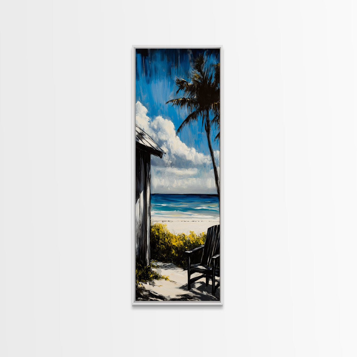 Beach Retreat, Palm Shade, Tranquil Escape, Canvas Print, Coastal Home Decor, Ocean Breeze, Relaxing Seaside, Living Room Wall Art