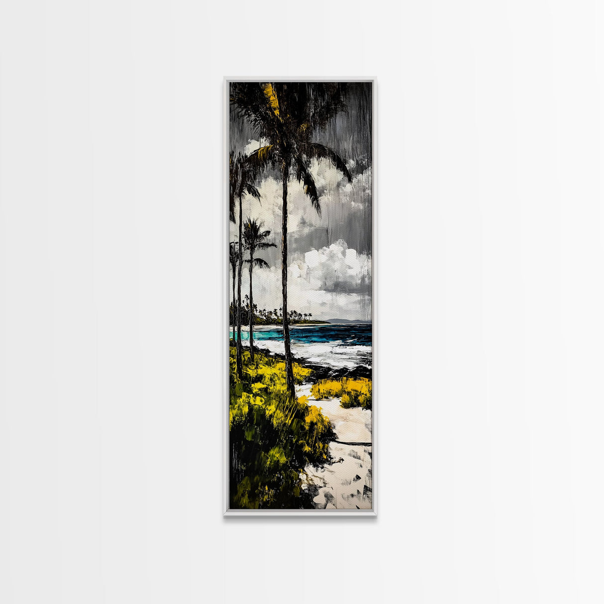 Tropical Beach, Palm Tree, Ocean View, Coastal Wall Art, Canvas Print, Beach House Decor, Modern Wall Art, Living Room Art