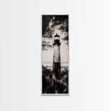 Lighthouse Silhouette, Coastal Wall Art, Nautical Decor, Canvas Print, Black and White Art, Seaside Home Decor, Minimalist Ocean Scene