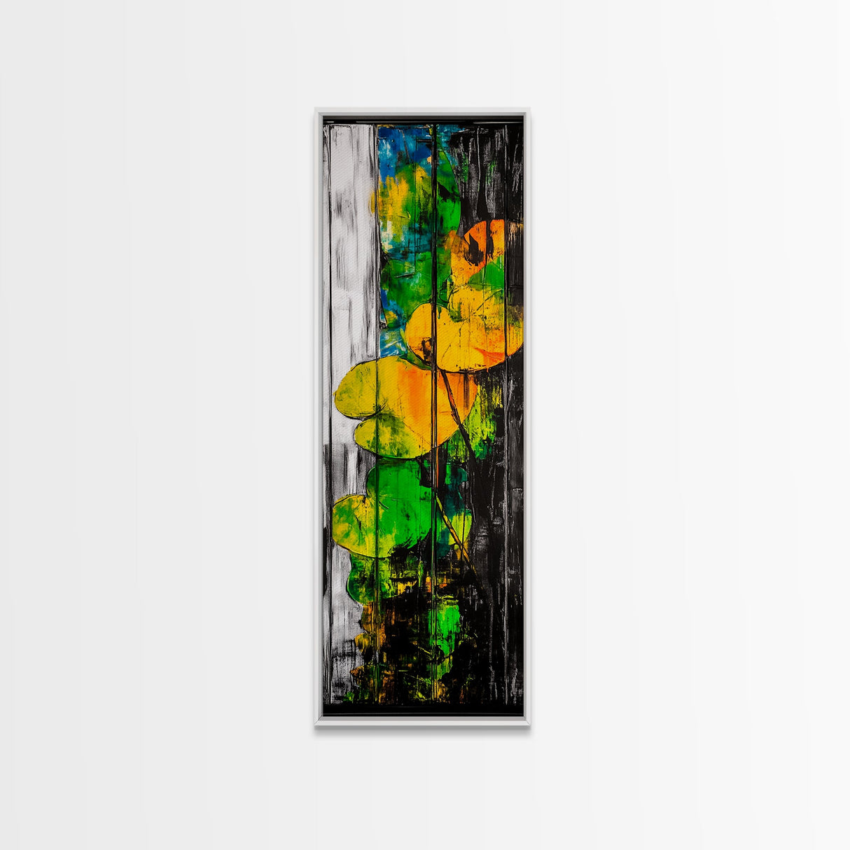 Abstract Lily Pads, Vibrant Nature Art, Colorful Botanical Wall Decor, Canvas Print, Modern Home Art, Green and Yellow Painting