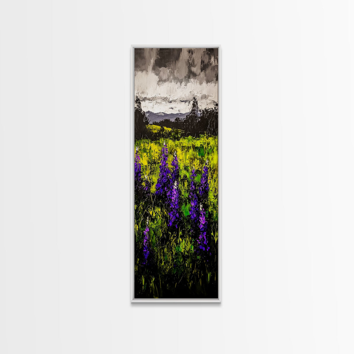 Purple Wildflowers, Impressionist Landscape, Vibrant Nature Art, Country Home Decor, Framed Canvas Print, Bedroom Wall Art, Floral Artwork