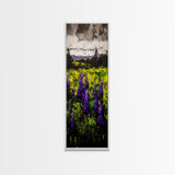 Purple Wildflowers, Impressionist Landscape, Vibrant Nature Art, Country Home Decor, Framed Canvas Print, Bedroom Wall Art, Floral Artwork