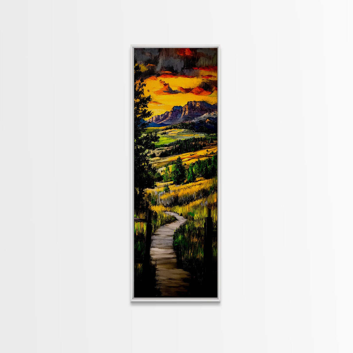 Sunset Path, Vibrant Landscape, Canvas Print, Sunset Art, Autumn Wall Decor, Nature Lover Gift, Rustic Home Art, Living Room Wall Art
