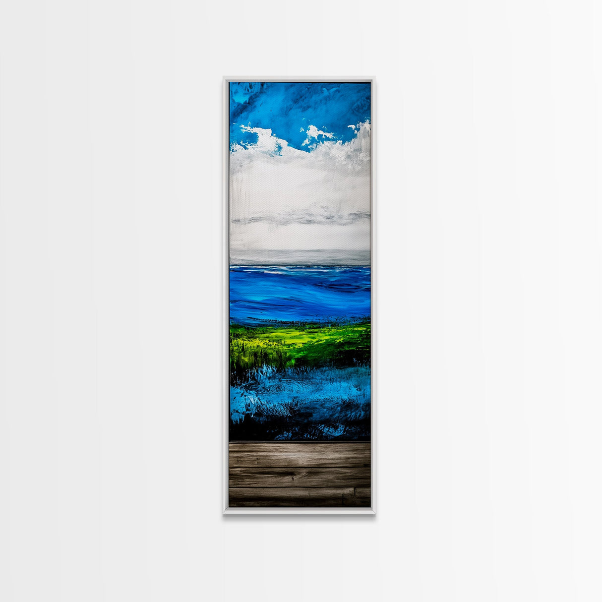 Minimalist Ocean Art, Coastal Wall Decor, Blue and Green Seascape, Modern Beach House Decor, Bedroom Wall Art, Framed Canvas Print