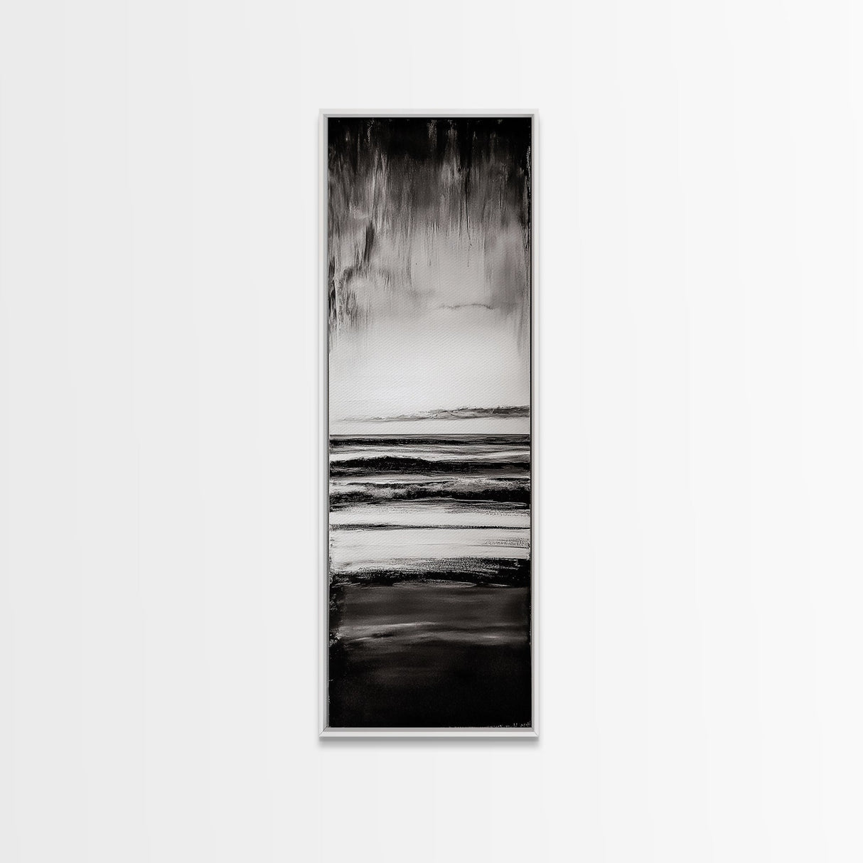 Black and White Seascape, Minimalist Ocean Horizon Art, Coastal Nautical Wall Decor, Modern Beach House Artwork, Framed Canvas Print