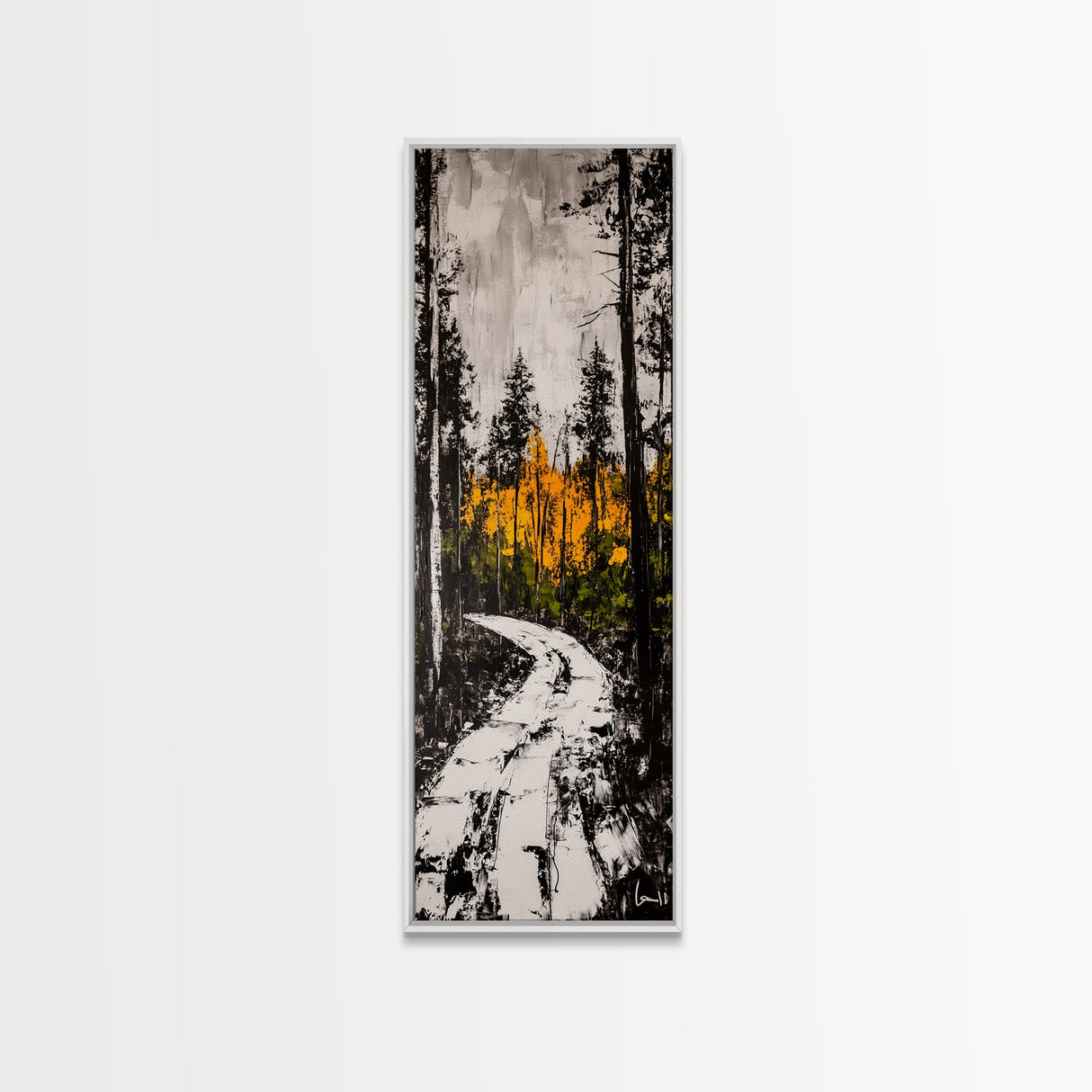 Autumn Forest Path, Fall Landscape Art, Woodland Painting, Nature Wall Art, Rustic Decor, Modern Wall Print, Framed Canvas Print