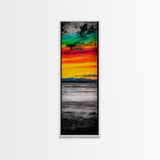 Vibrant Sunset Art, Mountain Landscape Print, Colorful Sky Painting, Modern Nature Decor, Home Wall Art, Large Canvas Print