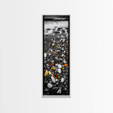 Colorful Pebble Beach, Ocean Rock Photography, Nature Wall Art, Coastal Home Decor, Modern Beach House Print, Framed Canvas Print