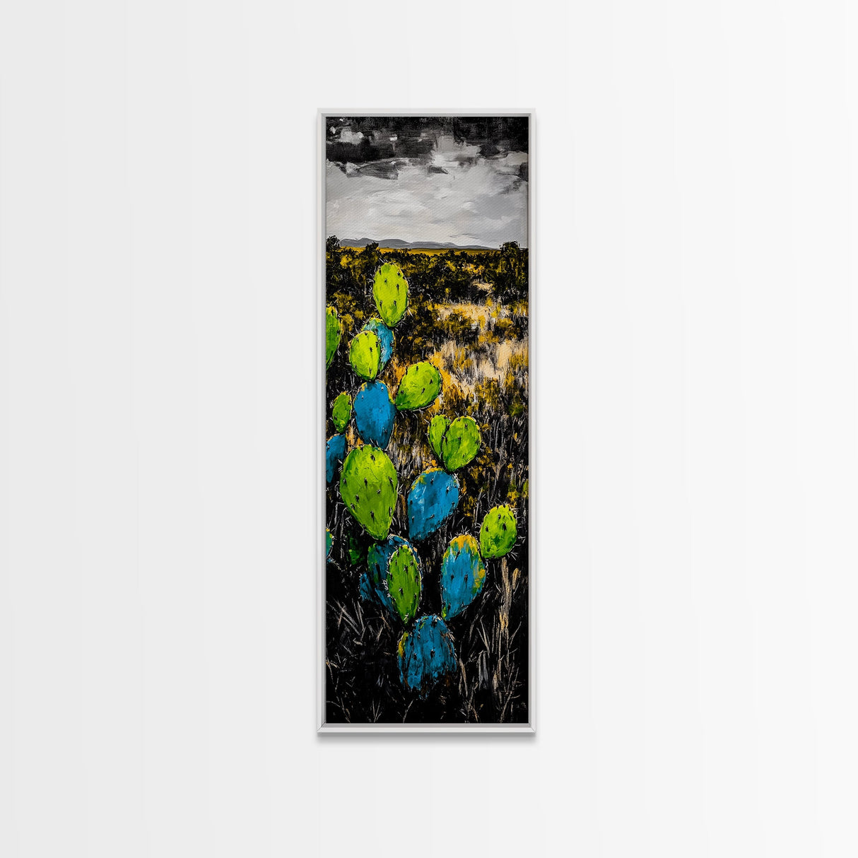 Cactus Art, Desert Landscape, Southwestern Decor, Bold Colors, Framed Canvas Print, Boho Wall Art, Nature Inspired, Vibrant Earthy Art