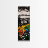 Vibrant Landscape, Mountain View, Wildflower Meadow, Framed Canvas Print, Nature Art, Cabin Decor, Rustic Wall Art, Living Room Wall Art