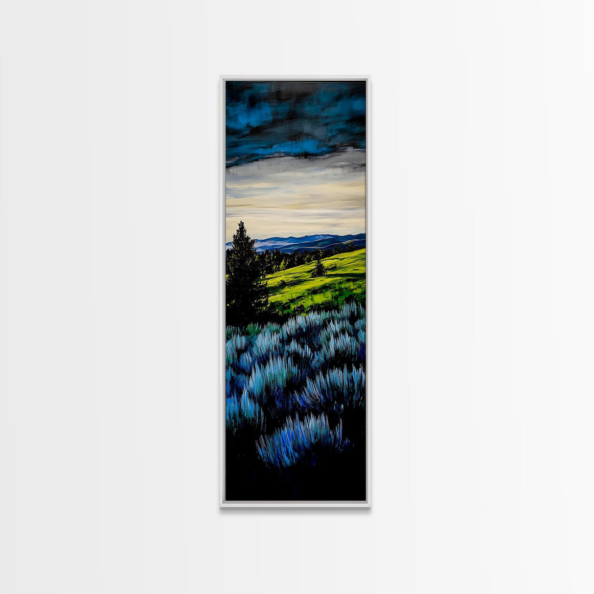 Rolling Hills, Blue and Green Landscape Art, Farmhouse Wall Decor, Modern Countryside Painting, Living Room or Office Art, Canvas Print