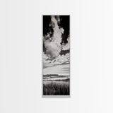 Black and White Sky, Cloudscape Wall Art, Minimalist Artwork, Nature Landscape Painting, Office or Bedroom Decor, Framed Canvas Print