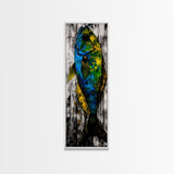Abstract Fish Art, Coastal Wall Decor, Nautical Home Design, Ocean Themed Painting, Beach House Style, Framed Canvas Print