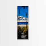 Coastal Dunes, Ocean View, Blue Sky, Framed Canvas Print, Beach Wall Art, Nautical Decor, Living Room Wall Art, Seaside Home Decor