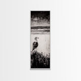 Seagull Portrait, Ocean Waves, Black and White, Framed Canvas Print, Coastal Art, Minimalist Decor, Modern Office Wall Art, Beach House Art