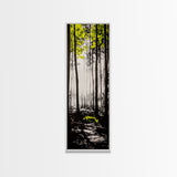 Misty Forest, Yellow Leaves, Autumn Woods, Framed Canvas Print, Nature Wall Art, Modern Home Decor, Minimalist Landscape, Fall Art