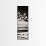 Ocean Horizon, Black and White, Cloudy Sky, Canvas Print, Coastal Wall Art, Minimalist Seascape, Modern Living Room Decor, Nautical Art
