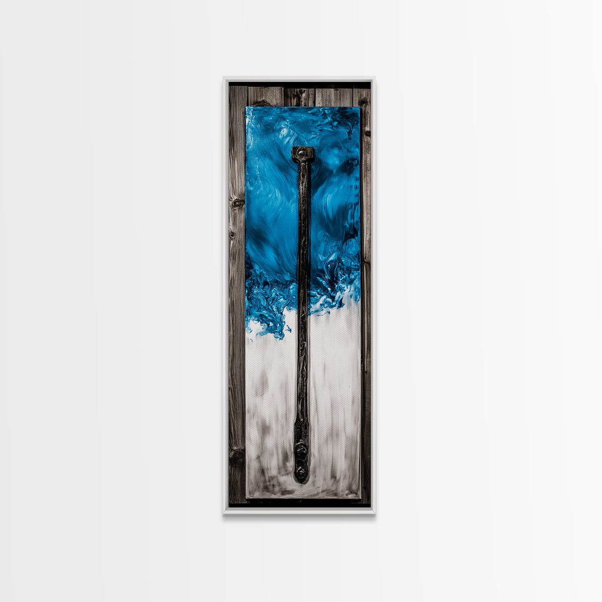 Abstract Metal Art, Modern Industrial Design, Blue and White Wall Decor, Unique Home Statement, Contemporary Style, Canvas Print