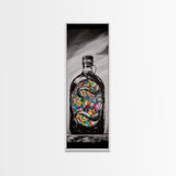 Snake in Bottle, Surreal, Dark Art, Framed Canvas Print, Gothic Home Decor, Unique Gift, Mysterious Artwork, Living Room Wall Art