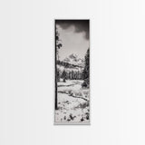 Winter Landscape, Snowy Mountains, Canvas Print, Black and White Photography, Rustic Home Decor, Cozy Cabin Wall Art, Nature Photography