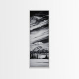 Majestic, Mountain, Black and White, Framed Canvas Print, Sky Photography, Minimalist Wall Art, Home Office Decor, Living Room Artwork