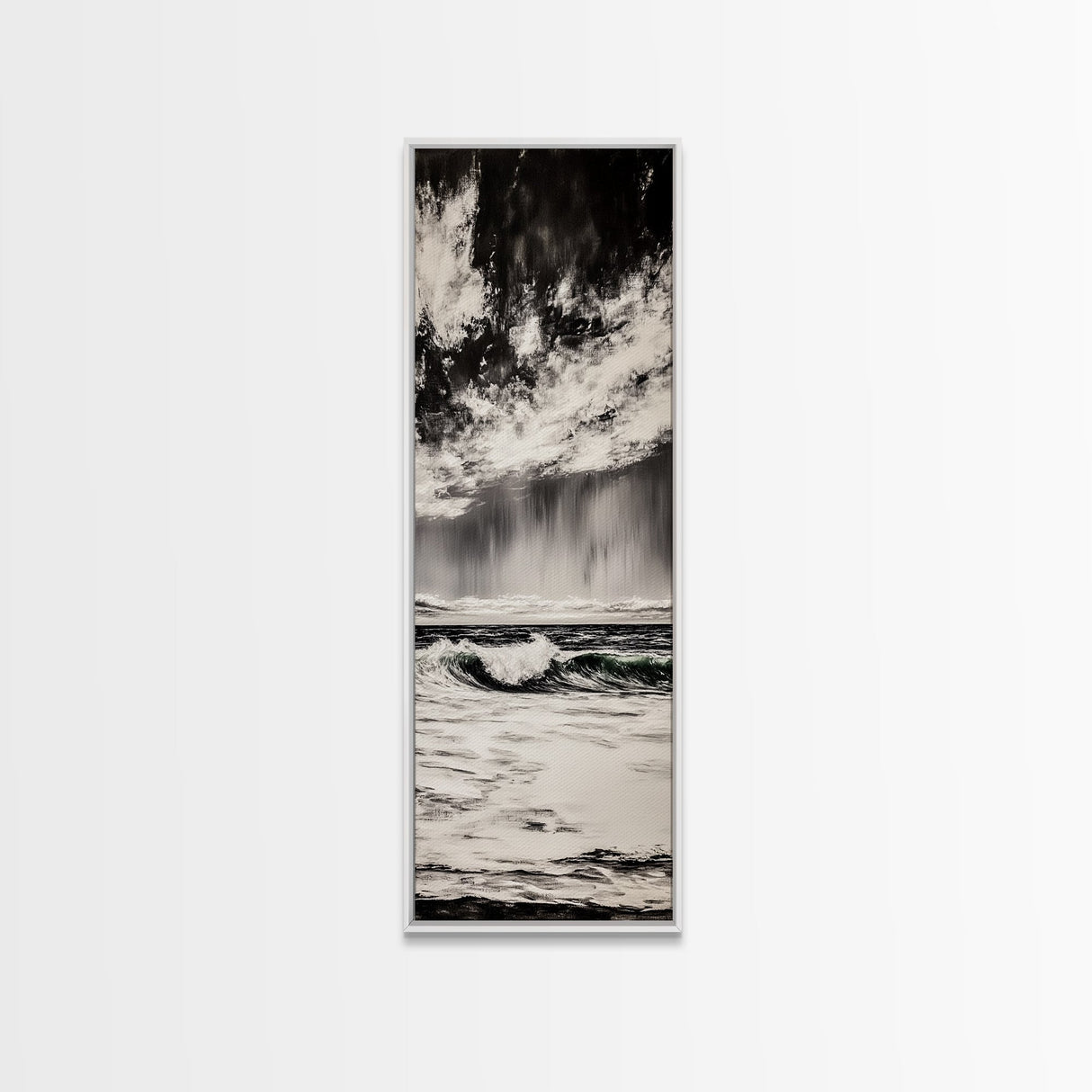 Ocean, Waves, Storm, Canvas Print, Coastal Wall Art, Beach House Decor, Dramatic Seascape, Minimalist Monochrome, Nautical Theme Artwork