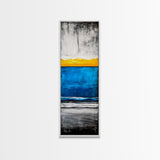 Sunset, Ocean, Waves, Framed Canvas Print, Coastal Wall Art, Modern Beach Decor, Blue and Yellow Abstract, Large Statement Art