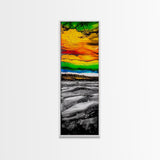 Vibrant, Sunset, Beach, Framed Canvas Print, Colorful Seascape, Tropical Wall Art, Sunset Painting, Living Room Decor, Ocean Art