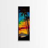 Palm Trees, Sunset, Ocean, Canvas Print, Tropical Wall Art, Vibrant Seascape, Beach House Decor, Exotic Landscape Painting