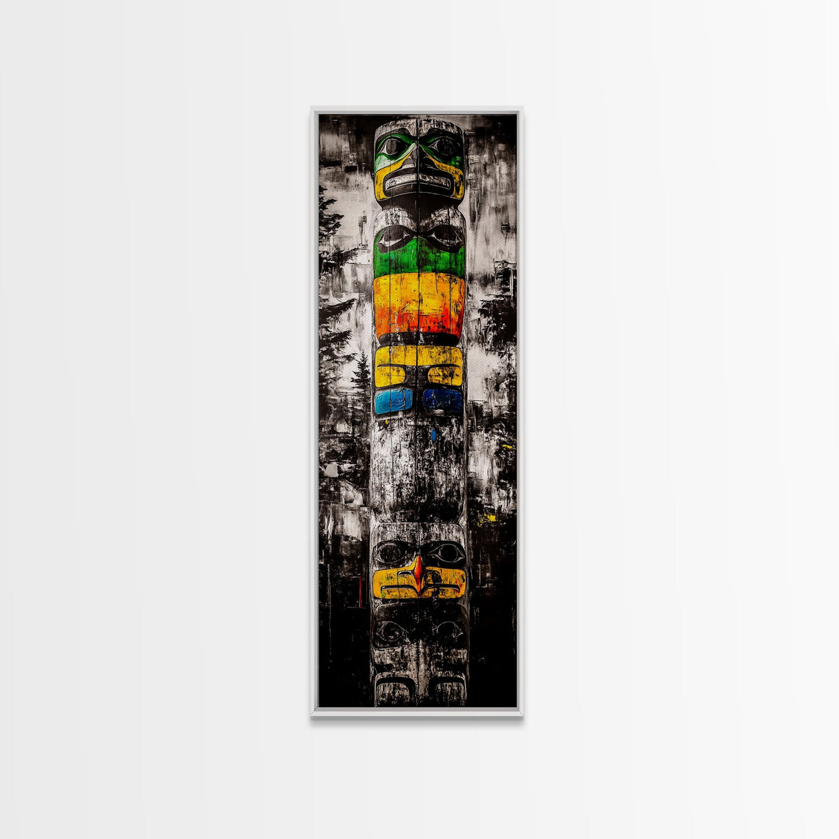 Totem Pole, Native American, Tribal Art, Framed Canvas Print, Cultural Wall Art, Rustic Home Decor, Office or Study Artwork
