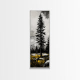 Lone Pine, Mountain View, Black and White, Canvas Print, Nature Wall Art, Rustic Home Decor, Cabin or Lodge Artwork