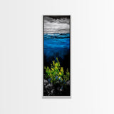 Deep Sea, Blue Water, Ocean Waves, Underwater Scene, Framed Canvas Print, Nautical Wall Art, Bathroom Art, Coastal Home Decor