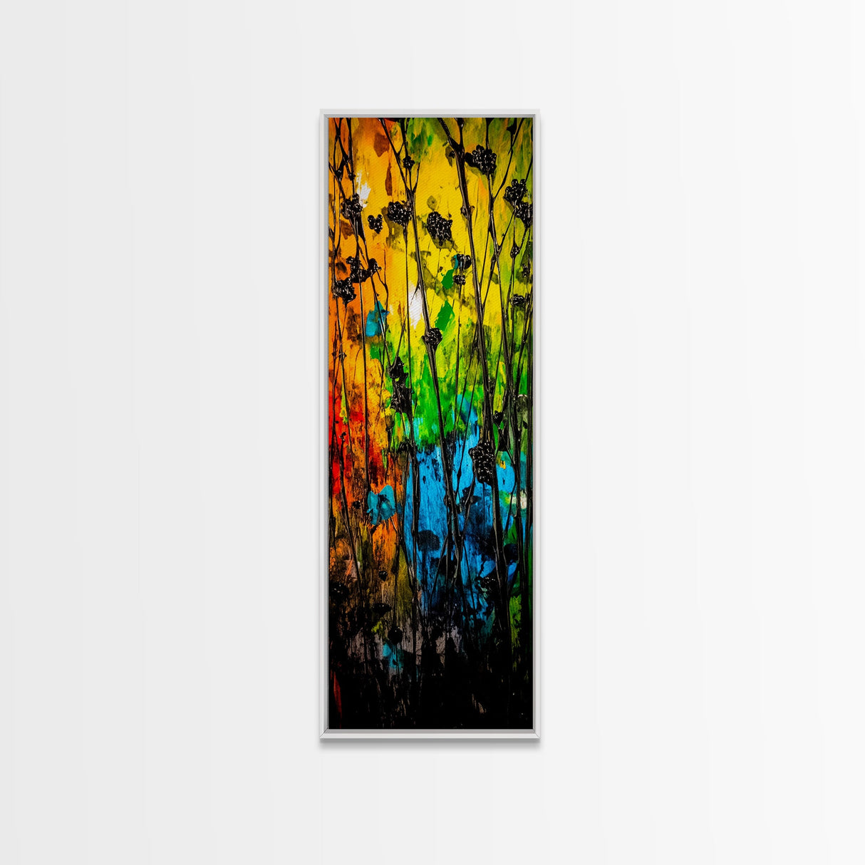 Vibrant Flowers, Colorful Abstract Art, Nature Painting, Expressive Home Decor, Framed Canvas Print, Living Room Wall Art, Bold Design
