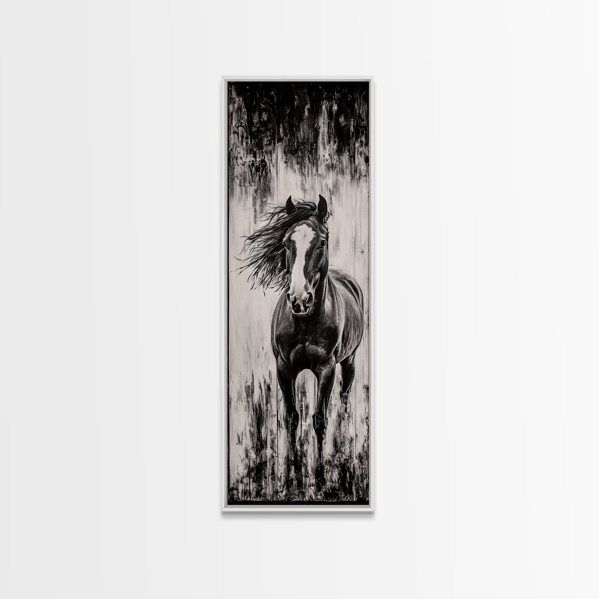 Running Horse, Black and White Art, Western Wall Art, Rustic Home Decor, Equestrian Canvas Print, Large Wall Art, Office Decor