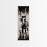 Running Horse, Black and White Art, Western Wall Art, Rustic Home Decor, Equestrian Canvas Print, Large Wall Art, Office Decor