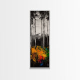 Birch Forest Painting, Mountain Wall Art, Black and White Landscape, Nature Artwork, Cabin Decor, Fall Art, Framed Canvas Print