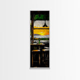 Bar Sunset, Cozy Tavern Art, Rustic Interior Painting, Canvas Print, Warm Evening Decor, Relaxed Home Vibes, Kitchen or Bar Wall Art