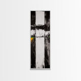 Modern Abstract, Minimalist Art, Textured Black White, Canvas Print, Contemporary Home Decor, Green Accent, Geometric Wall Art
