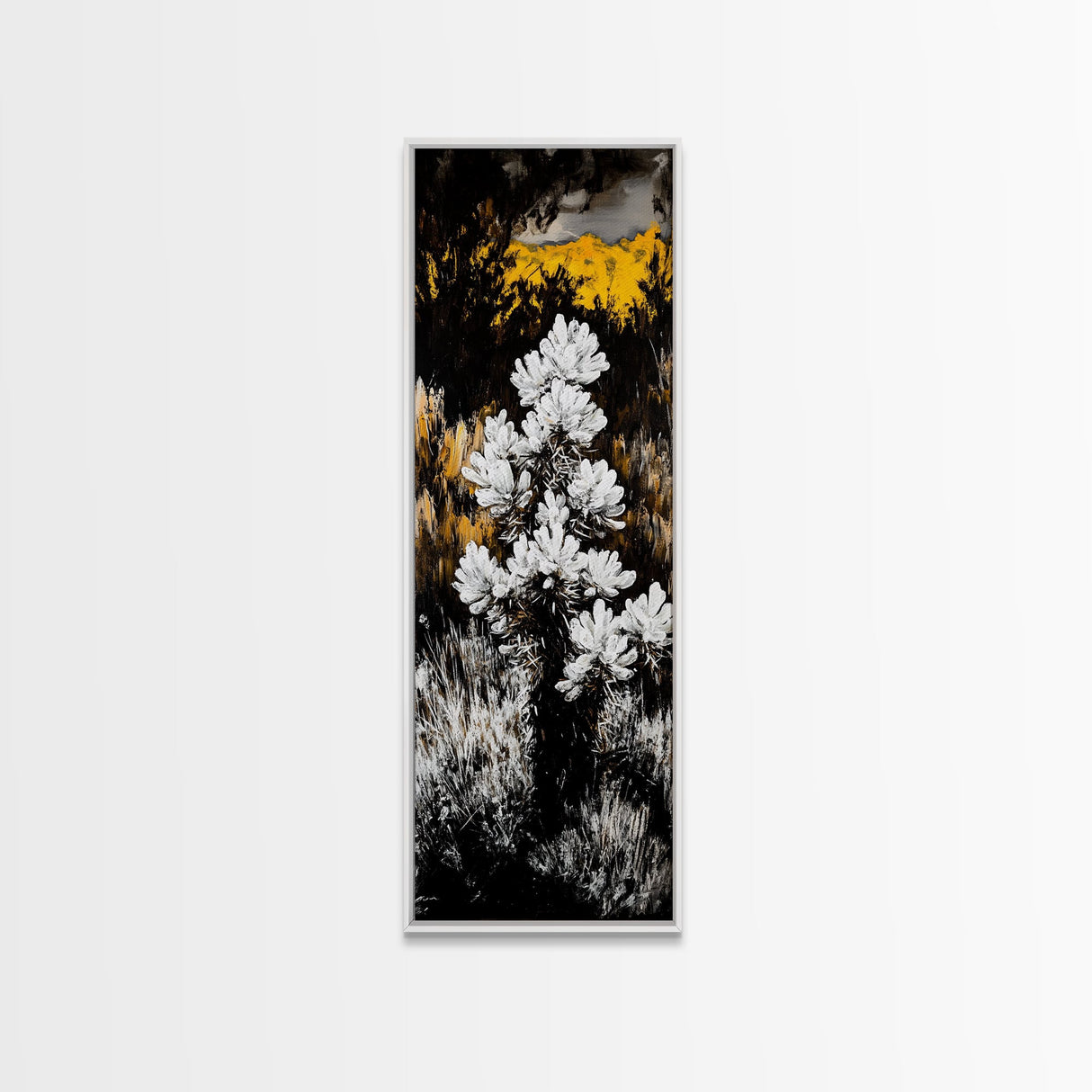 Wildflowers Bloom, Nature Landscape, Fall Forest Scene, Canvas Print, Rustic Wall Art, Yellow White Art, Boho Decor, Country Home Decor