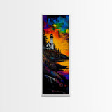 Lighthouse Sunset, Coastal Landscape, Nautical Art, Canvas Print, Colorful Seascape, Ocean Wall Art, Beach House Decor, Vibrant Wall Art