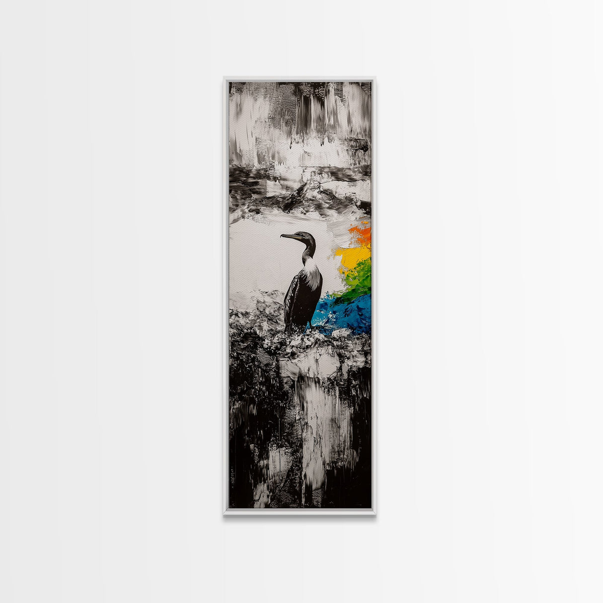 Majestic Bird, Black and White Art, Coastal Wildlife, Framed Canvas Print, Modern Decor, Ocean Inspired, Living Room Artwork