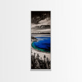 Lake View, Mountain Reflection, Black and White Art, Framed Canvas Print, Cabin Decor, Nature Inspired, Peaceful Wall Art