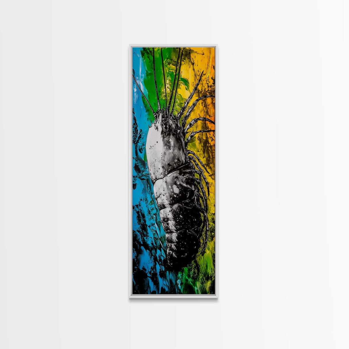 Abstract Bug Art, Colorful Insect Painting, Modern Wall Decor, Framed Canvas Print, Boho Wall Art, Living Room Artwork, Nature Inspired