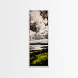Moody Lake View, Dramatic Sky Painting, Modern Landscape Art, Framed Canvas Print, Living Room Wall Decor, Nature Inspired, Office Artwork