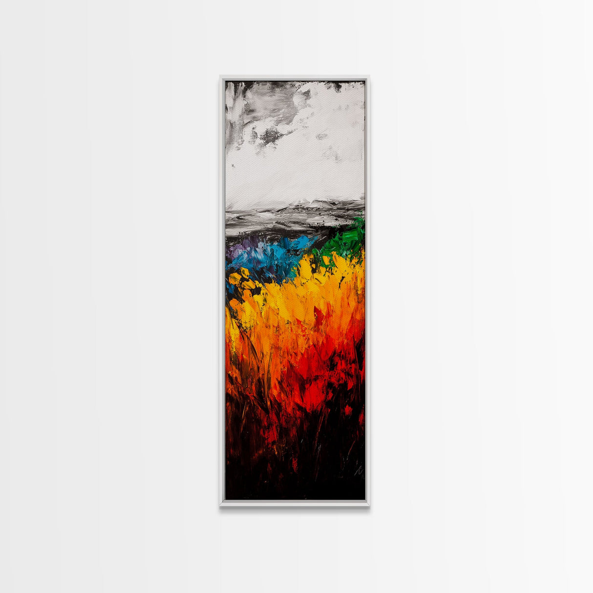Vibrant Field Painting, Abstract Landscape Art, Bold Colorful Decor, Framed Canvas Print, Boho Wall Art, Living Room Statement Piece